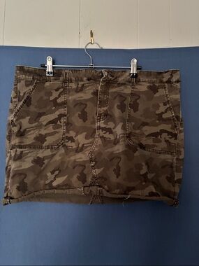 Rewash Camo Cargo Mini Skirt - Olive Green & Tan